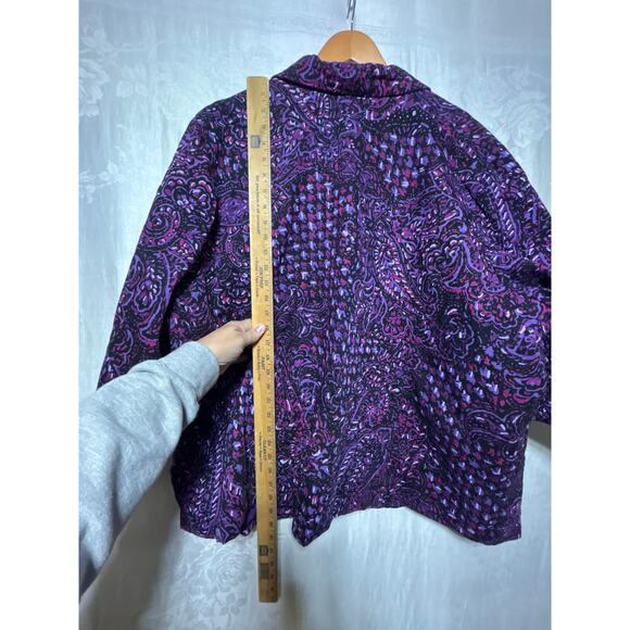 Maggie Barnes Catherines Blazer 4X Purple Print Full Zip Jacket - Picture 9 of 9